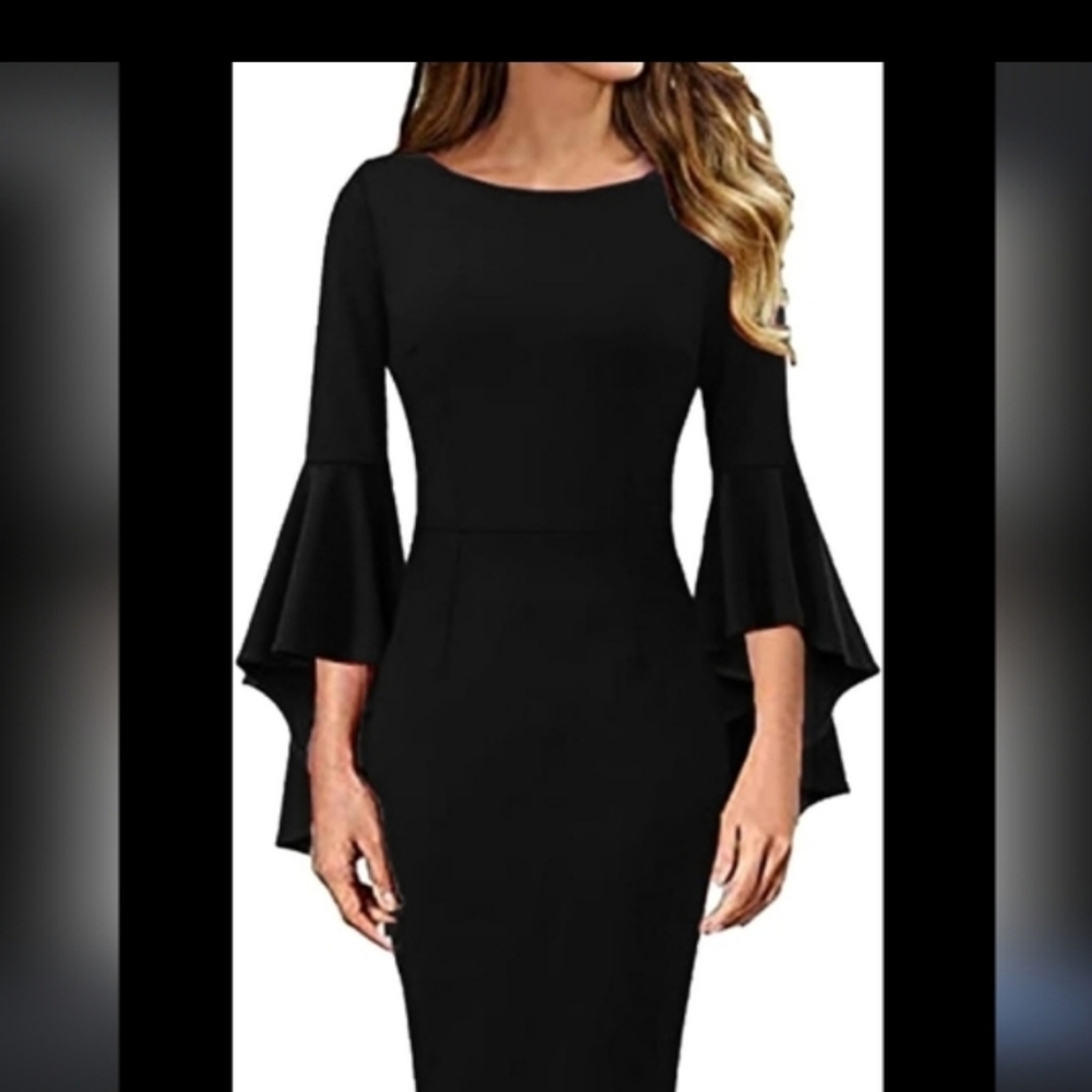 Karen By Simonsen Solid Grey Old Money Ruffle Sleeve Classy Dress